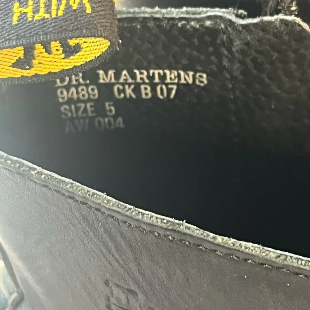 Dr. Martens Kids Black‎ Boots with Yellow Stitching